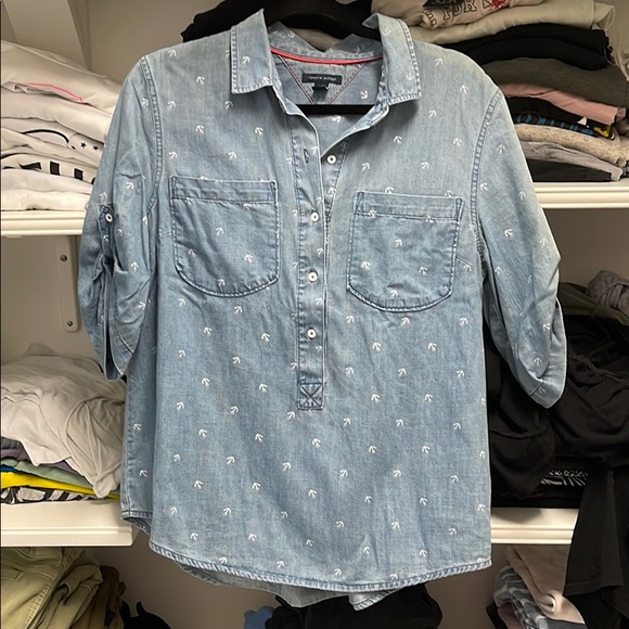 Faded Denim Anchor Top Tommy Hilfiger Size Large - Picture 2 of 5